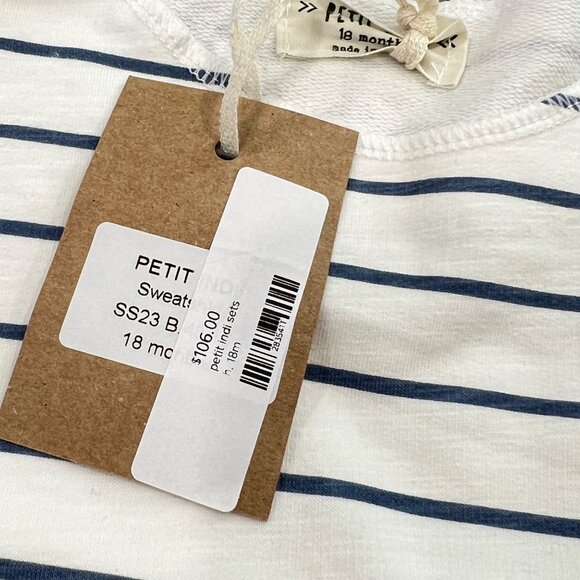 Petit Indi Organic Cotton Striped Long Sleeve Shirt 12-18 Months White & Navy - Picture 5 of 6